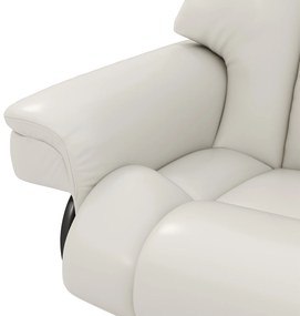 HOMCOM Fotoliu de relaxare cu funcție de masaj și taburet, scaun de dormit, piele ecologică, 79 x 82 x 101 cm, alb-crem | Aosom Romania