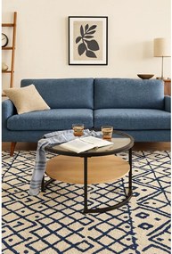 Măsuță de cafea neagră/în culoare naturală rotundă cu aspect de lemn de stejar ø 68 cm Zanu – Bonami Essentials