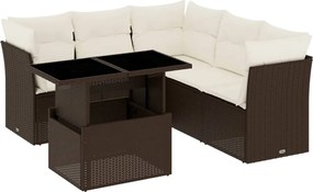 vidaXL Set canapele de grădină cu perne, 6 piese, maro, poliratan