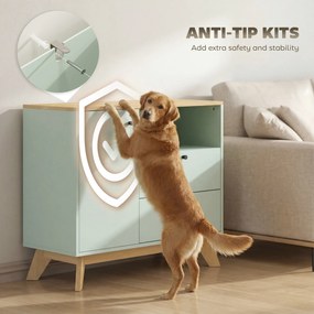 HOMCOM Bufet pentru living, mobilier de depozitare cu ușă, 2 sertare, compartiment deschis și raft reglabil, verde deschis și stejar | Aosom Romania