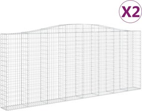 vidaXL Coșuri gabion arcuite 2 buc. 400x30x160/180 cm fier galvanizat