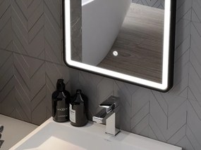 Mexen Coro oglindă de baie iluminată 45 x 120 cm, LED 6000K, anti-aburire, ramă neagră - 9817-045-120-611-70
