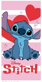 Disney Lilo și Stitch Sparkling Heart Prosop de baie roz, Prosop de plajă 70x140cm