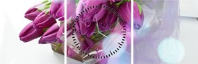 Tablou - buchet de lalele (cu ceas) (90x30 cm)