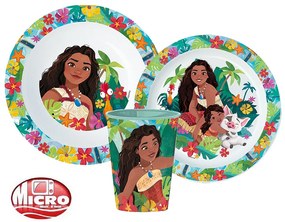 Disney Vaiana Lagoon set de tacâmuri, set de plastic micro, cu pahar de 260 ml