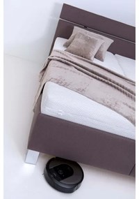 Pat tapițat ALIS 160x200 cm cu saltea și spațiu de depozitare, maro