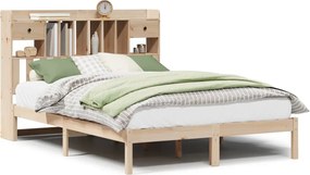 vidaXL Pat cu bibliotecă fără saltea, 140x190 cm, lemn masiv de pin