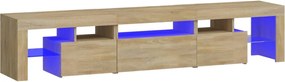 vidaXL Comodă TV cu lumini LED, stejar sonoma, 200x36,5x40 cm