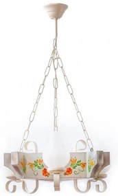 Candelabru fabricat manual din lemn alb pictat Queen