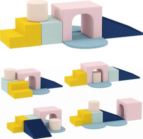 AIYAPLAY Set de 8 blocuri din spumă pentru copii cu huse din catifea lavabile pentru cățărat și târât multicolor | Aosom Romania