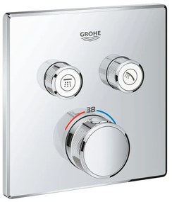 Baterie dus incastrata termostatata Grohe Grohtherm SmartControl, patrata, crom lucios