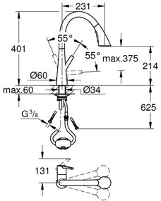 GROHE 32294002 - Baterie pentru chiuvetă Zedra, 401 mm, crom lucios