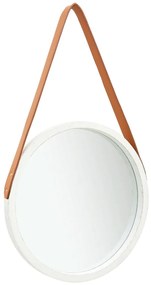 Oglinda de perete cu o curea, 40 cm, alb 1, Alb,    40 cm