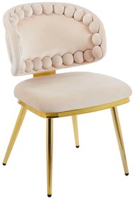 Scaun dining, picioare robuste din oțel cu finisaj auriu, tapiterie catifea, Bej