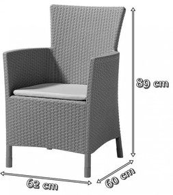 Scaun de grădină Iowa, maro cu pernă taupe caldă