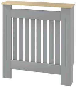 HOMCOM Cubier pentru Radiator din MDF pentru Living Dormitor Hol 78x19x83 cm Gri și Stejar | Aosom Romania