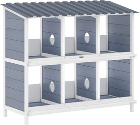 PawHut Cuib pentru găini, cuib ridicat din lemn cu 6 compartimente, 4 bârne pentru coteț pentru animale mici 102 x 50 x 91 cm, Gri | Aosom Romania