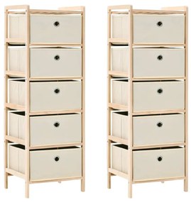 vidaXL Poliţă de depozitare cu 5 coșuri textile 2 buc. bej lemn cedru