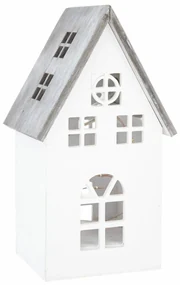 Decorațiune de Crăciun din lemn LED  Light house alb, 11,7 x 21,2 x 9,7 cm