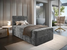 Pat boxspring tapițat GLORIEN VELVET 90x200 cm gri Saltea: Saltea cu arcuri Bonell