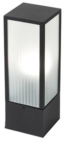 Lampă de podea inteligentă de exterior neagră cu sticlă canelată 40 cm incl. WiFi A60 - Charlois