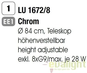 Lustra suspendata inaltime reglabila Carla LU 1672/8 chrom OR