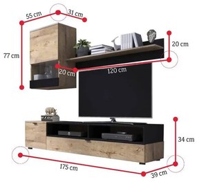 Expedo Set mobilier living XENA, stejar lefkas/negru