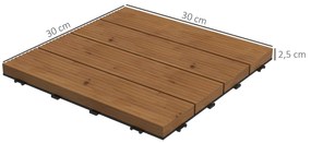 Outsunny Plăci de terasă - caillebotis - Lot de 12 buc., Suprafață Maximă 1,08 m²- îmbinabile, Instalare foarte Simplă | Aosom Romania