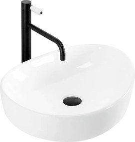 Lavoar pe blat Rea Vanila asimetric 51 cm alb lucios