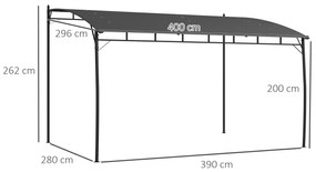 Outsunny Pergola Exterior 3x4m Cadru Metalic Protecție Solară pentru Grătar Terasă Verandă Gri | Aosom Romania