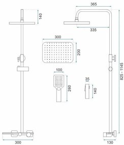 Coloana de dus cu termostat Rea Helix negru mat plus dus igienic