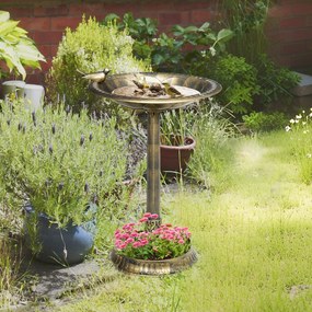 Outsunny Baie pentru păsări, furajer pentru Păsări ghiveci 2 în 1 dim. Ø 50 x 72H cm polipropilenă Bronz Antic | Aosom Romania