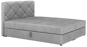 Pat matrimonial Boxspring 140x200 cm Karum Comfort (gri deschis) (cu somieră și saltea). 1056026
