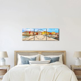 Tablou - Orașul Istrian vechi Poreč, Croația (cu ceas) (90x30 cm)