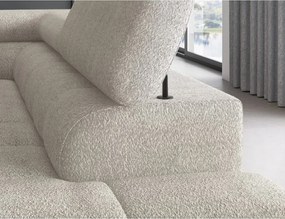 Colțar crem extensibil/cu spațiu de depozitare cu tapițerie din țesătură bouclé (cu colț pe partea dreaptă/în formă de ”L”) Ferucce – ELTAP