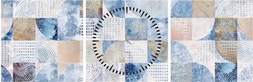 Tablou - figuri geometrice pe perete (cu ceas) (90x30 cm)