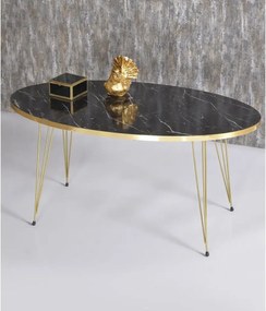 Măsuță de cafea ovală neagră, 90x50x43 cm, 20126