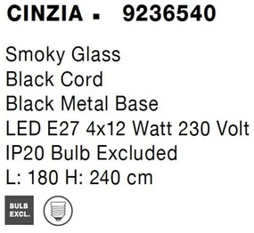 Lustra cu 4 pendule design modern CINZIA fumuriu