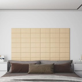 Panouri de perete 12 buc. crem 30x15 cm textil 0,54 m   12, Crem, 30 x 15 cm