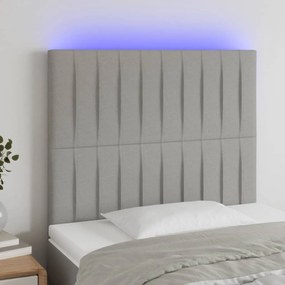 3122652 vidaXL Tăblie de pat cu LED, gri deschis, 100x5x118/128 cm, textil