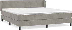 vidaXL Pat box spring cu saltea, gri deschis, 160x200 cm, catifea