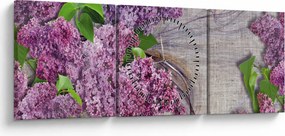Tablou - Flori de liliac (cu ceas) (90x30 cm)