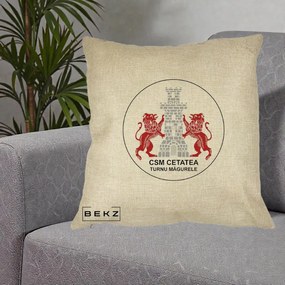 Perna Personalizata CSM Cetatea Turnu Magurele Fotbal, 40x40 cm, Crem, Husa Detasabila, Perna Inclusa, BEKZ®