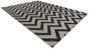 Covor sisal Floorlux 20340 argint si negru Zig Zag