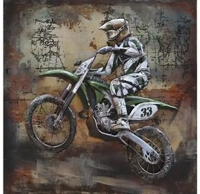 Tablou metal 3D Moto Cross 100x100 cm