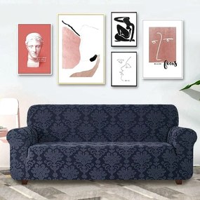 Husa elastica pentru canapea 3 locuri, fara volanas, model Jacquard, Cenusiu