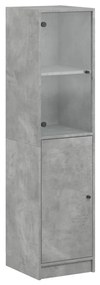 836444 vidaXL Dulap cu ușă din sticlă, gri beton, 35x37x142 cm