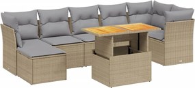 vidaXL Set canapele de grădină, 8 piese, cu perne, bej, poliratan