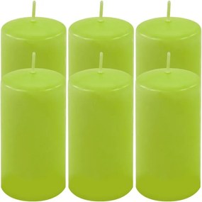 Set de lumânări pilon, 11,5 cm, Ø 6 cm, verde deschis, 6 buc