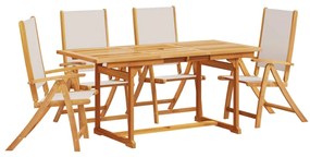 3279296 vidaXL Set mobilier de grădină, 5 piese, lemn masiv acacia/textilenă